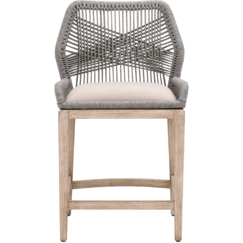 Loom Counter Stool in Platinum Rope, Gray Fabric & Gray Wood 6808CS.PLA/LGRY/NG